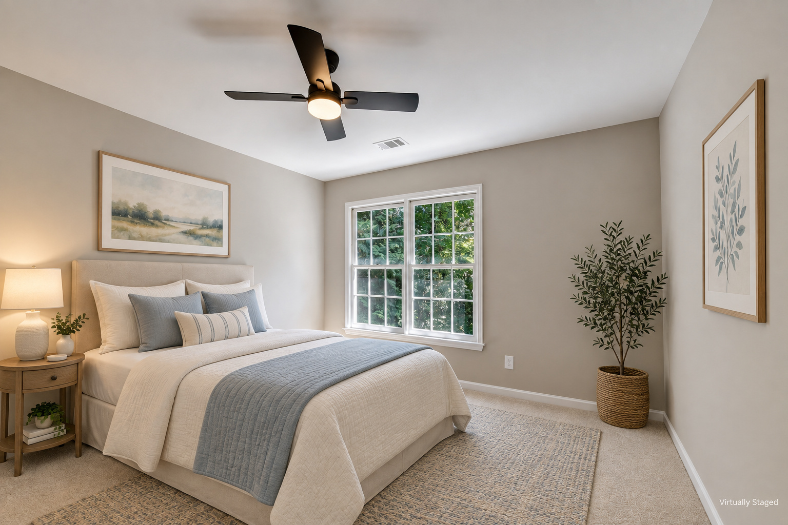 Bedroom B — virtually staged