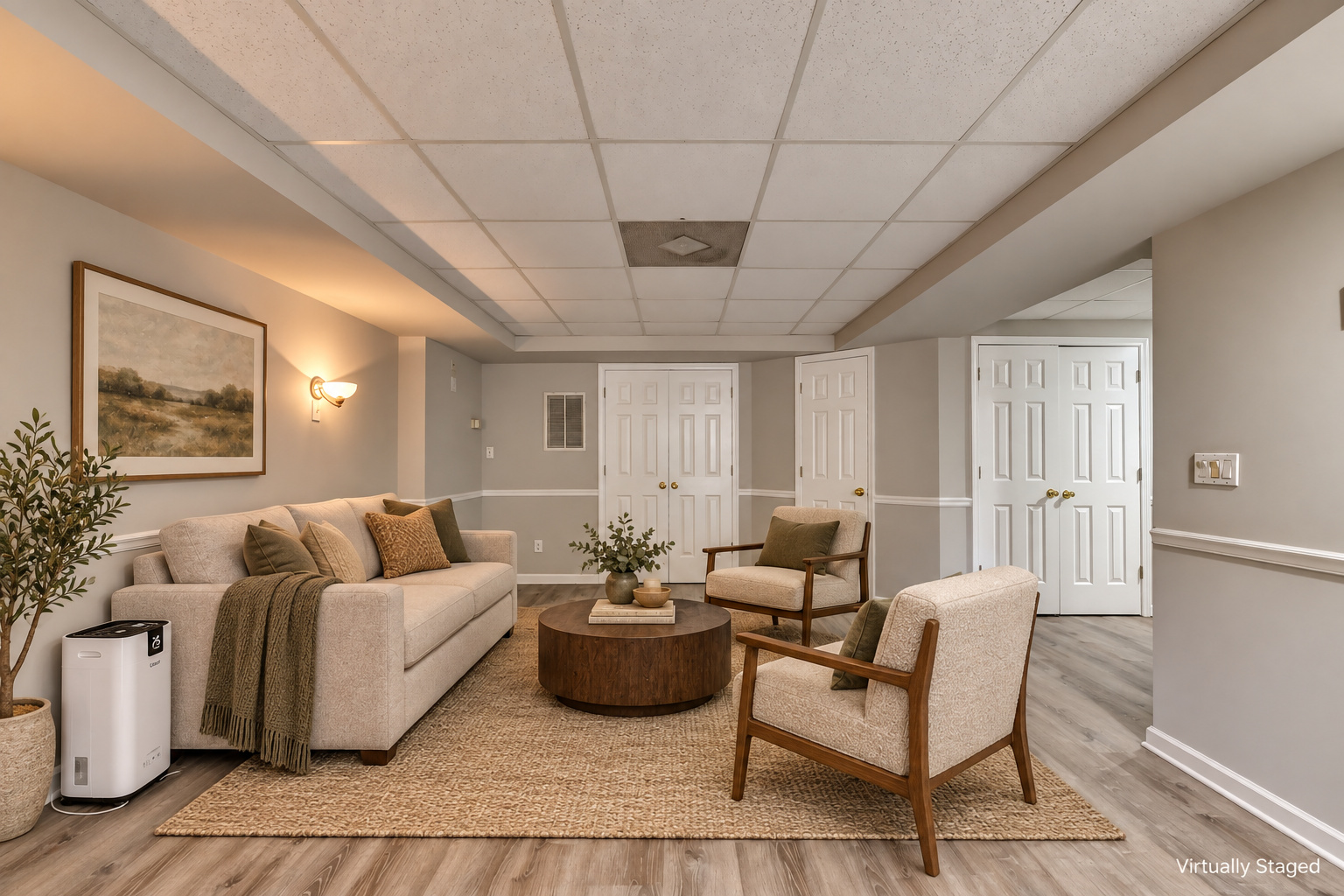 Basement Recreation — virtually staged