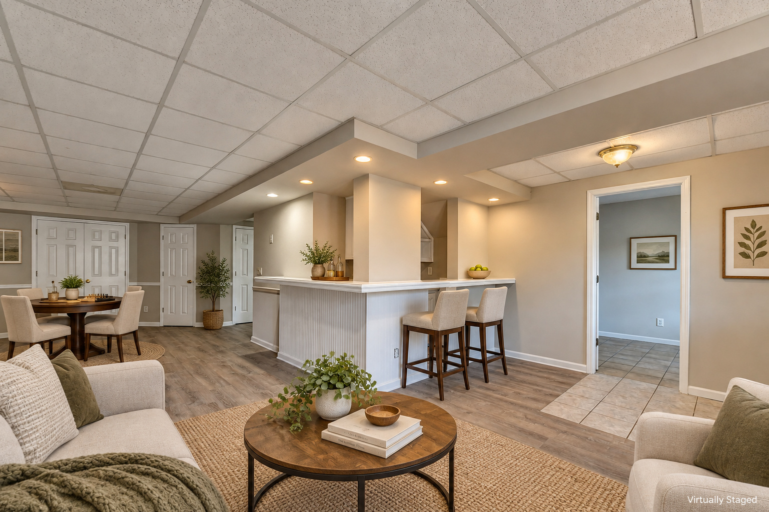 Basement Bar — virtually staged