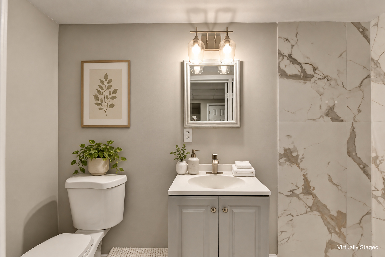 Basement Bathroom — virtually staged